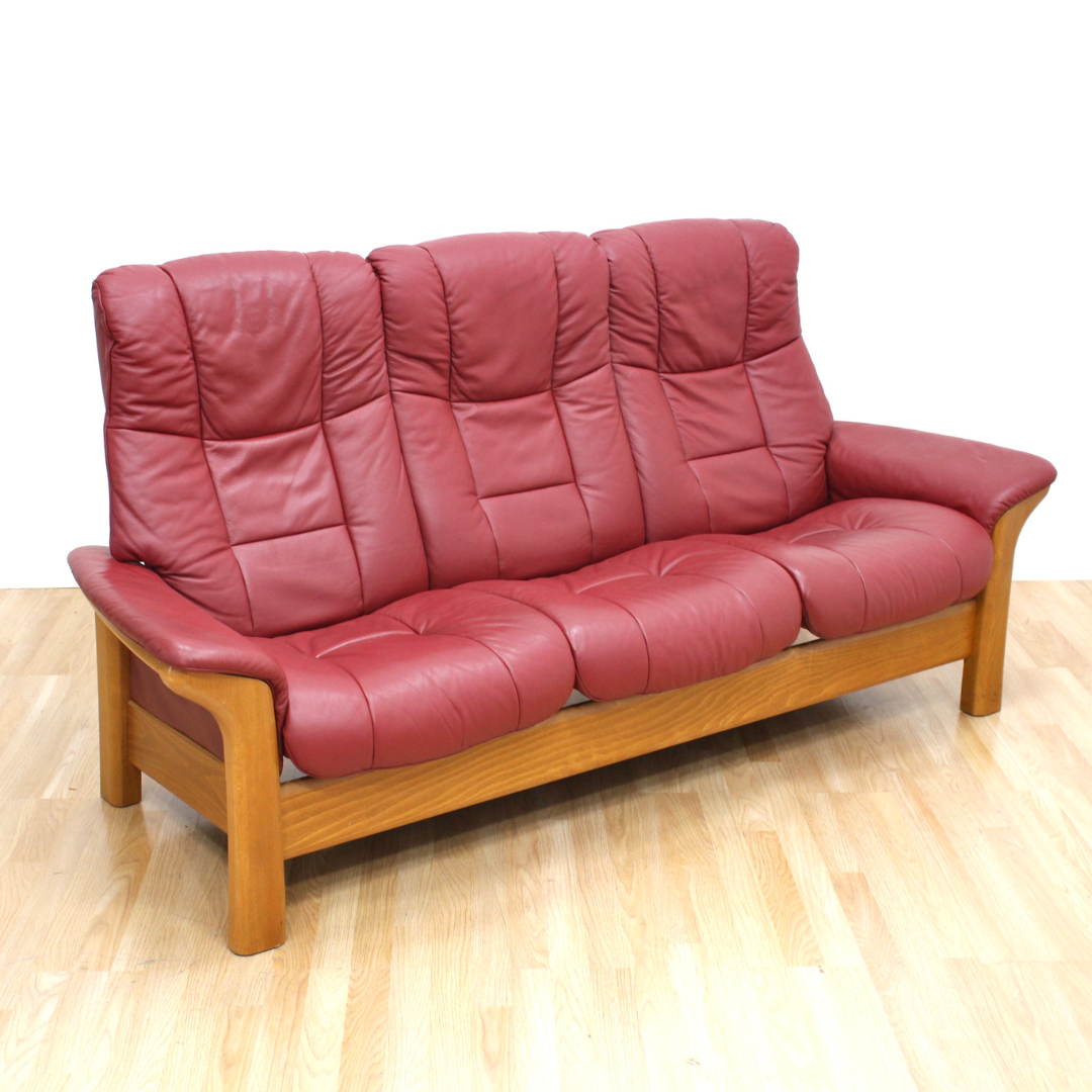 VINTAGE EKORNES STRESSLESS RECLINING SOFA kinetic modern