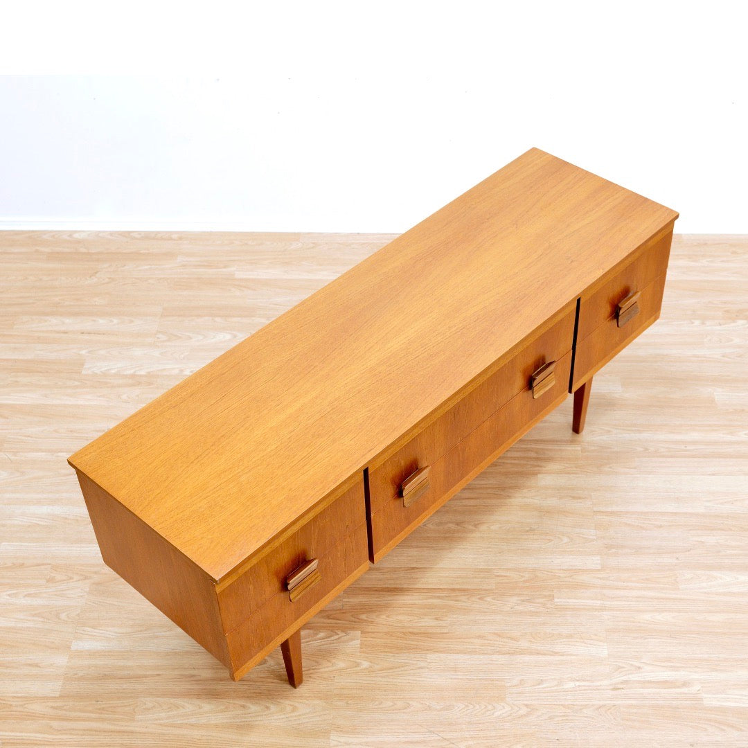 MID CENTURY TEAK SIX DRAWER DRESSER BY AUSTINSUITE