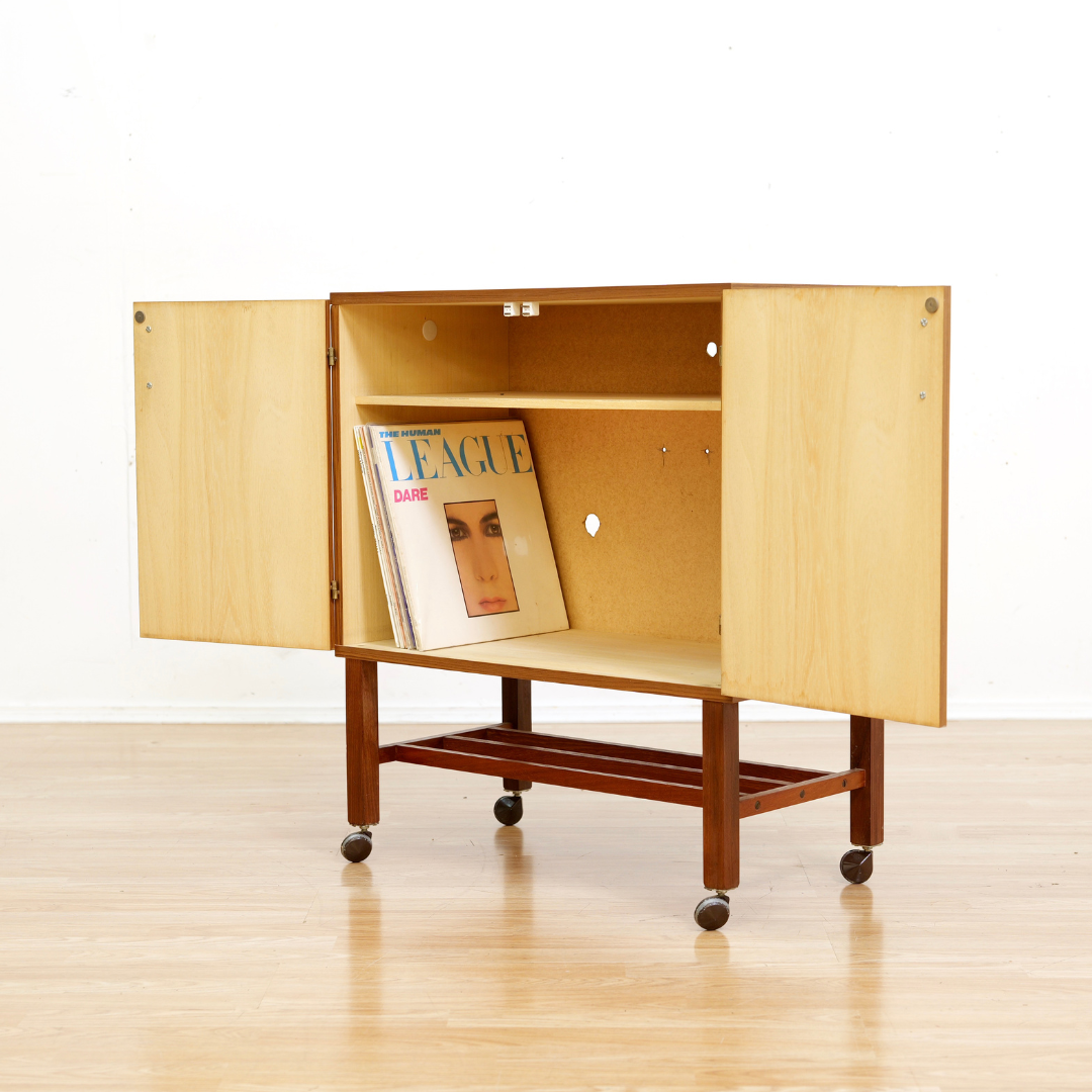Mid Century Teak Vinyl Record Cabinet by Meredew Furniture