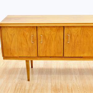 MID CENTURY WALNUT LIQUOR CABINET CREDENZA BY BEAUTILITY FURNITURE