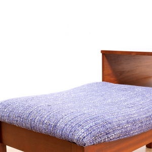 MID CENTURY ENTRYWAY BENCH IN PURPLE CHENILLE