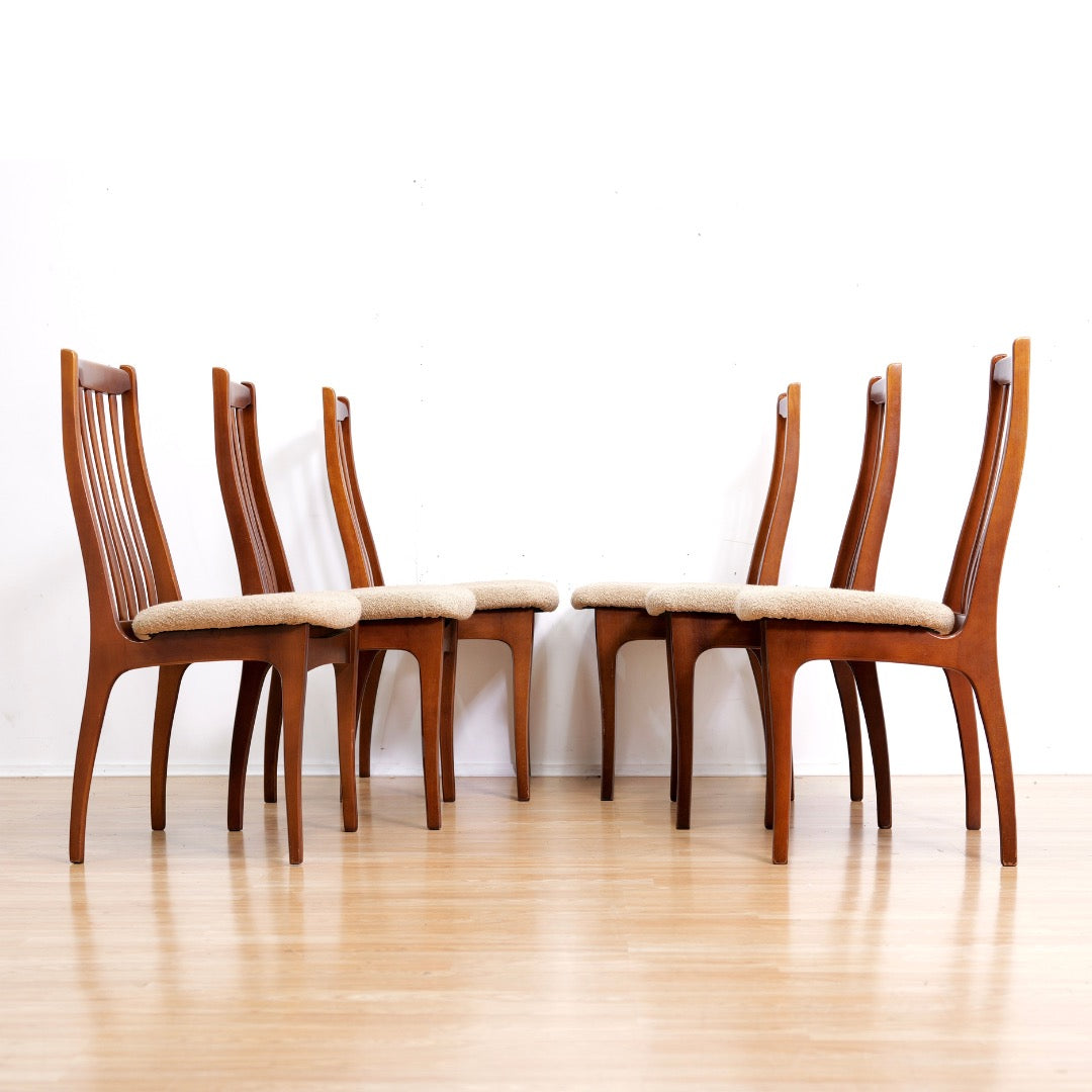 Set of Six Mid Century Dining Chairs by Elliots of Newbury