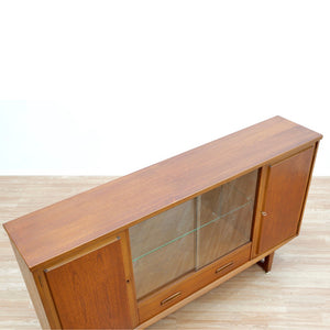 MID CENTURY TEAK CHINA DISPLAY CABINET SIDEBOARD BY JENTIQUE FURNITURE