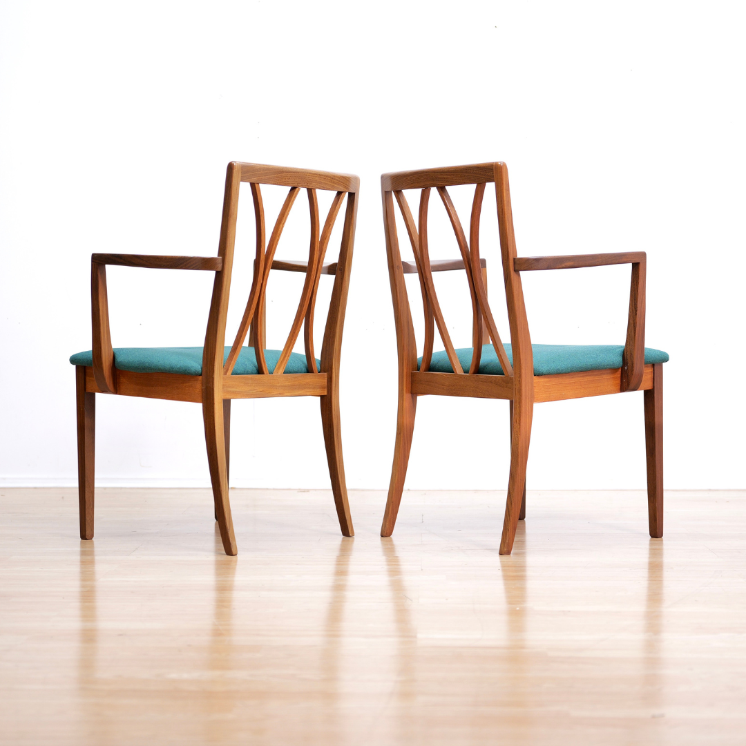 SET OF SIX MID CENTURY DINING CHAIRS BY G PLAN IN TEAL