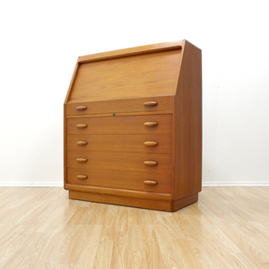 DANISH MODERN TEAK SECRETARY DESK BY BENT MØLLER JØRGENSEN FOR DYRLUND FURNITURE