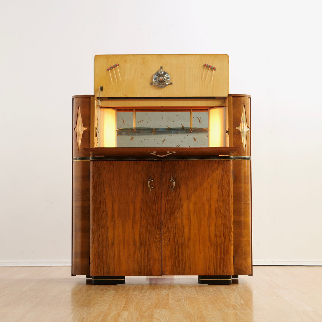 1950S ENGLISH DRY BAR LIQUOR CABINET BY VALIDITY OF LONDON