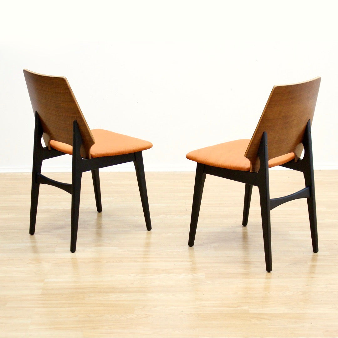 PAIR OF 1960S OCCASIONAL CHAIRS IN BLACK & ORANGE