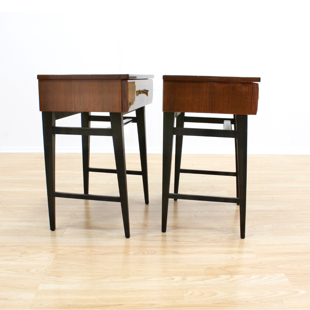 1960S ENGLISH WALNUT NIGHTSTANDS BY MEREDEW FURNITURE