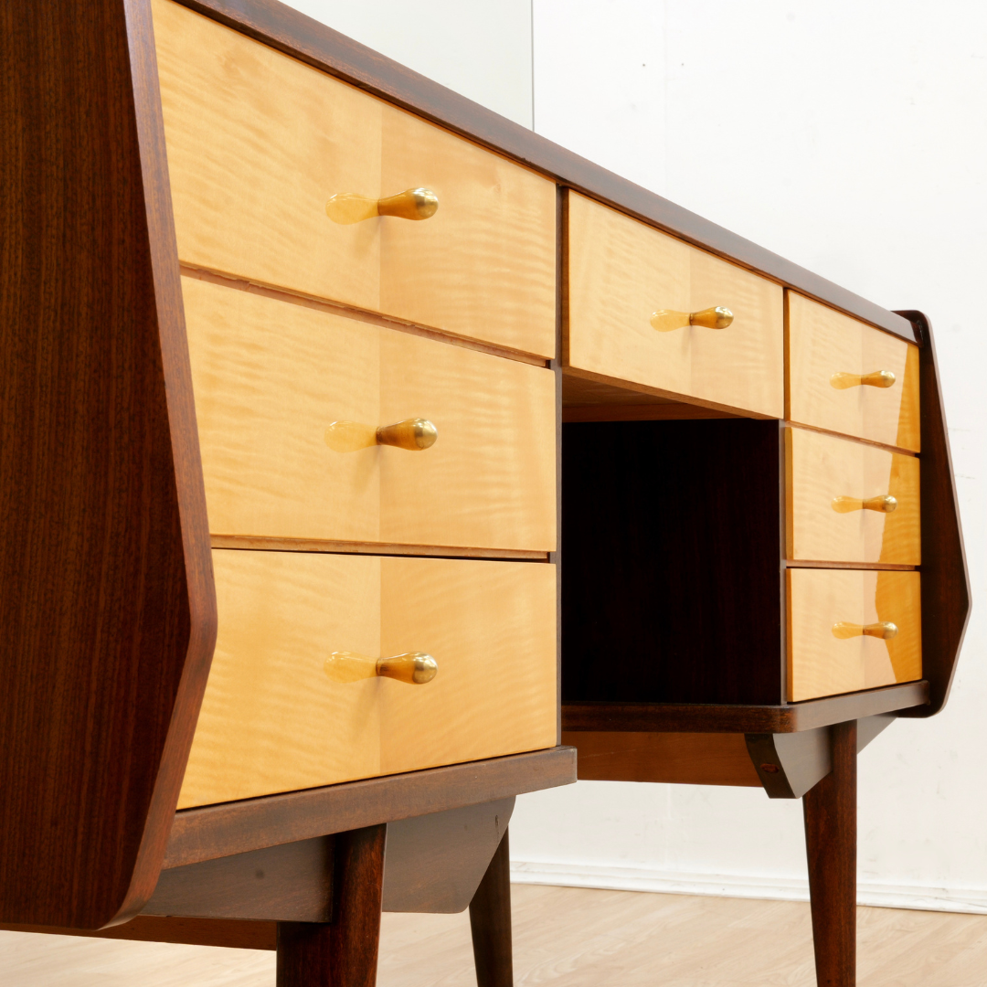 Vintage Italian Marino Vanity Lacquered Maple & Sycamore