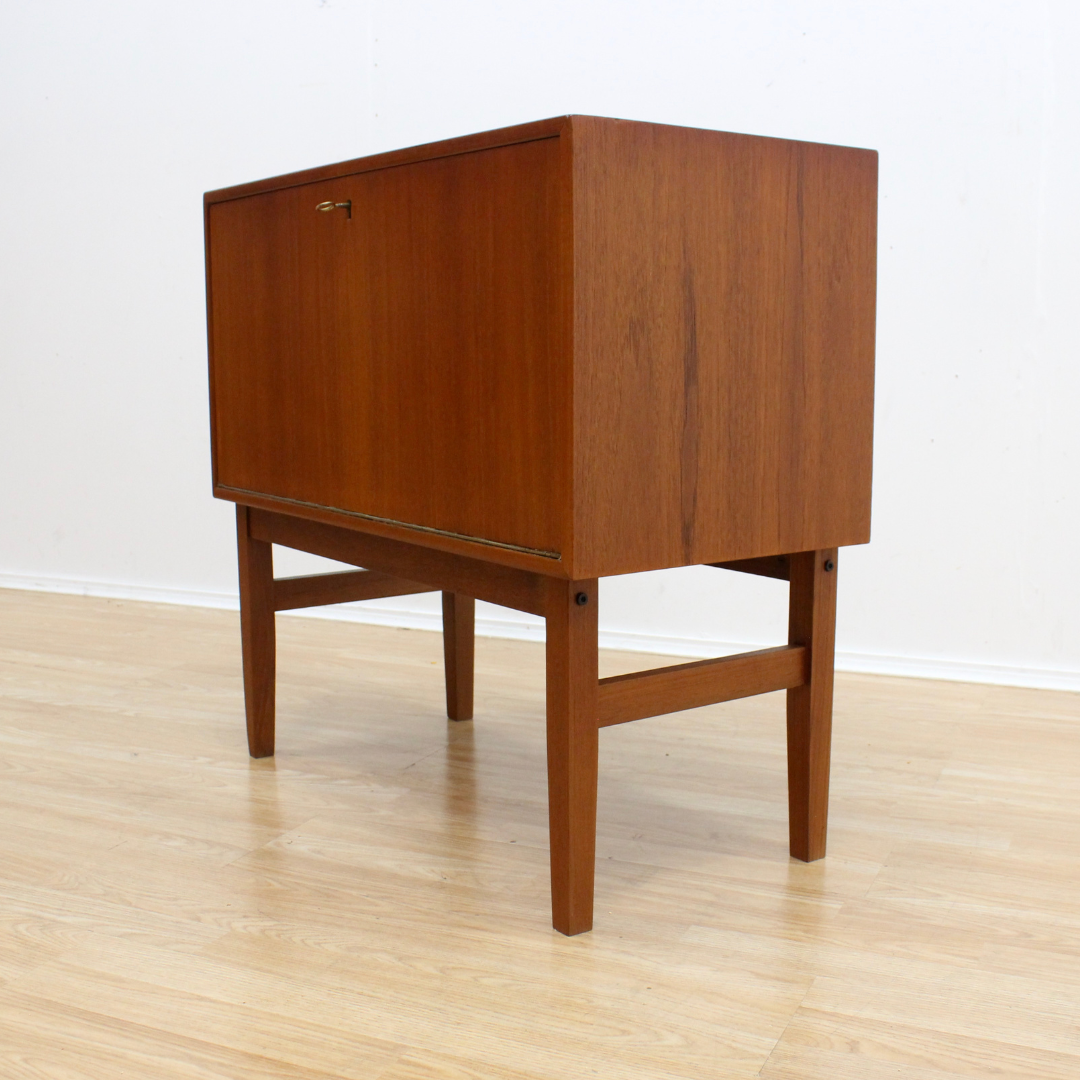 SMALL DANISH MODERN TEAK VINYL RECORD CABINET