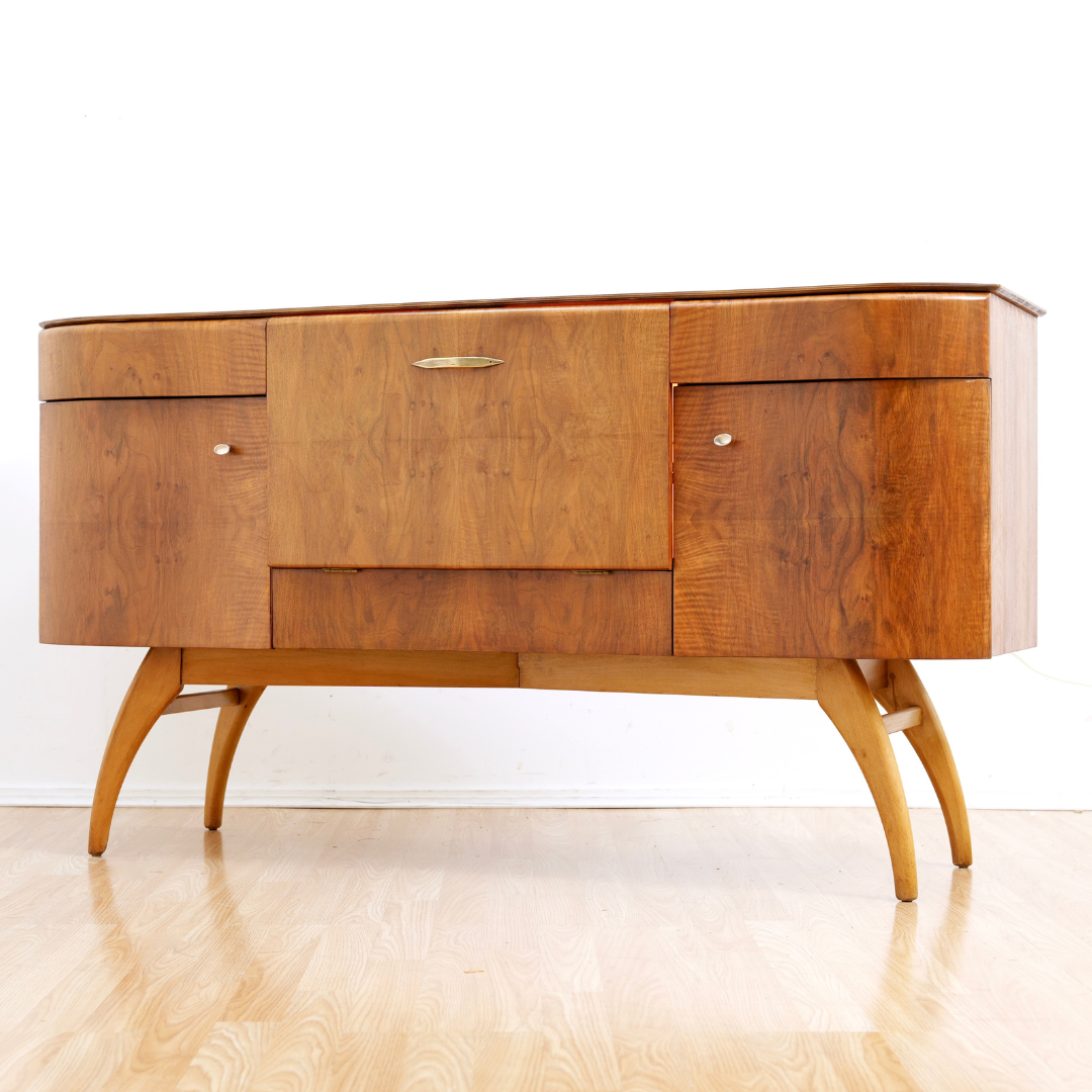 Reserved 1950S WALNUT LIQUOR CABINET CREDENZA BY BEAUTILITY OF LONDON