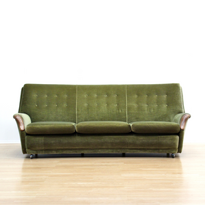 MID CENTURY GREEN DRAYLON SOFA & CHAIRS BY HEALS OF LONDON