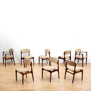 SET OF EIGHT DANISH MODERN MODEL 49 ROSEWOOD DINING CHAIRS BY ERIK BUCH