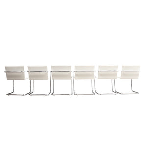 MIES VAN DER ROHE FOR KNOLL SET OF SIX LEATHER & CHROME CHAIRS