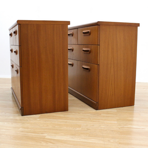 PAIR OF MID CENTURY TEAK DRESSERS NIGHTSTANDS BY MEREDEW FURNITURE