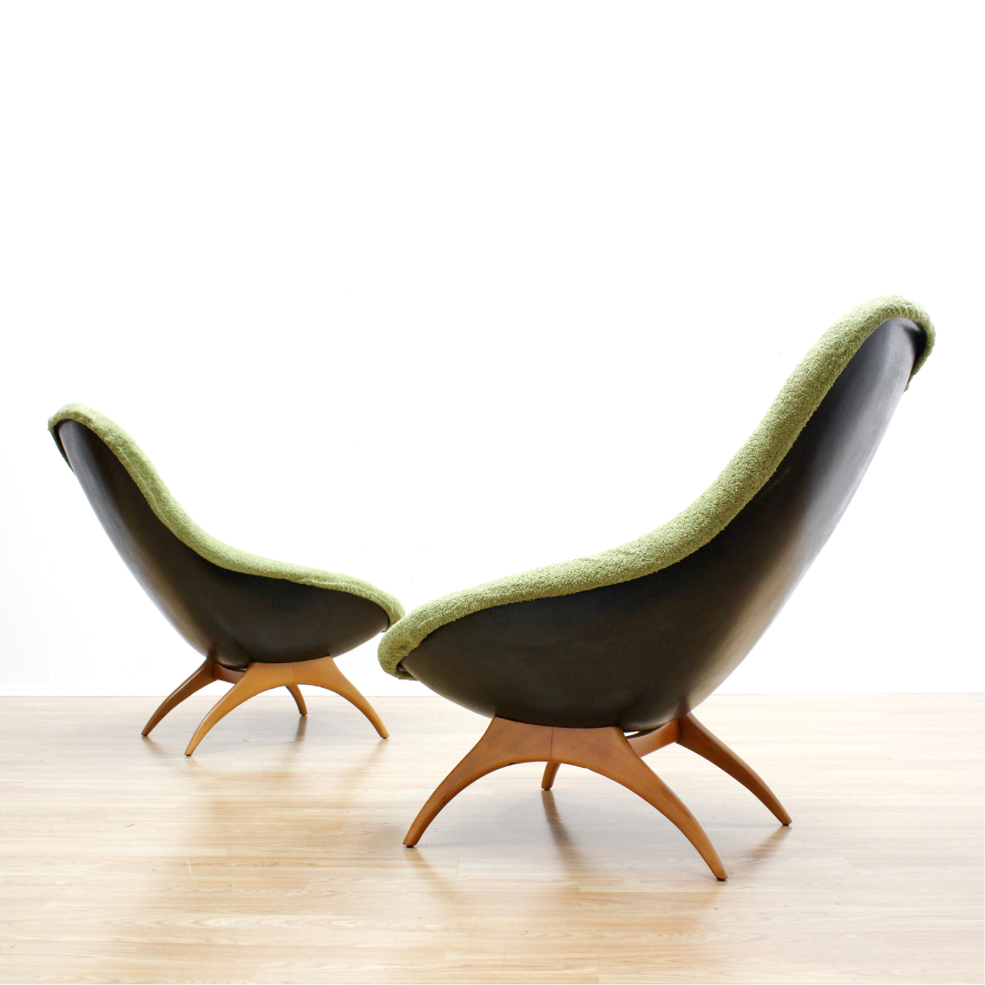 PAIR OF 1960S SPACE AGE BOUCLE LOUNGE CHAIRS BY WALTER S. CHENERY FOR LURASHELL