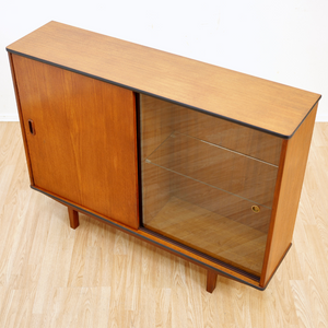 MID CENTURY TEAK CHINA DISPLAY CABINET