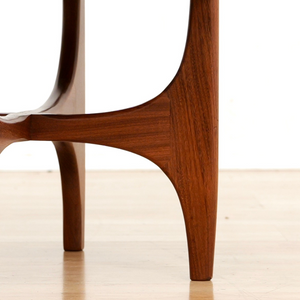 MID CENTURY ASTRO VANITY STOOL BY G PLAN IN TEAK & RED