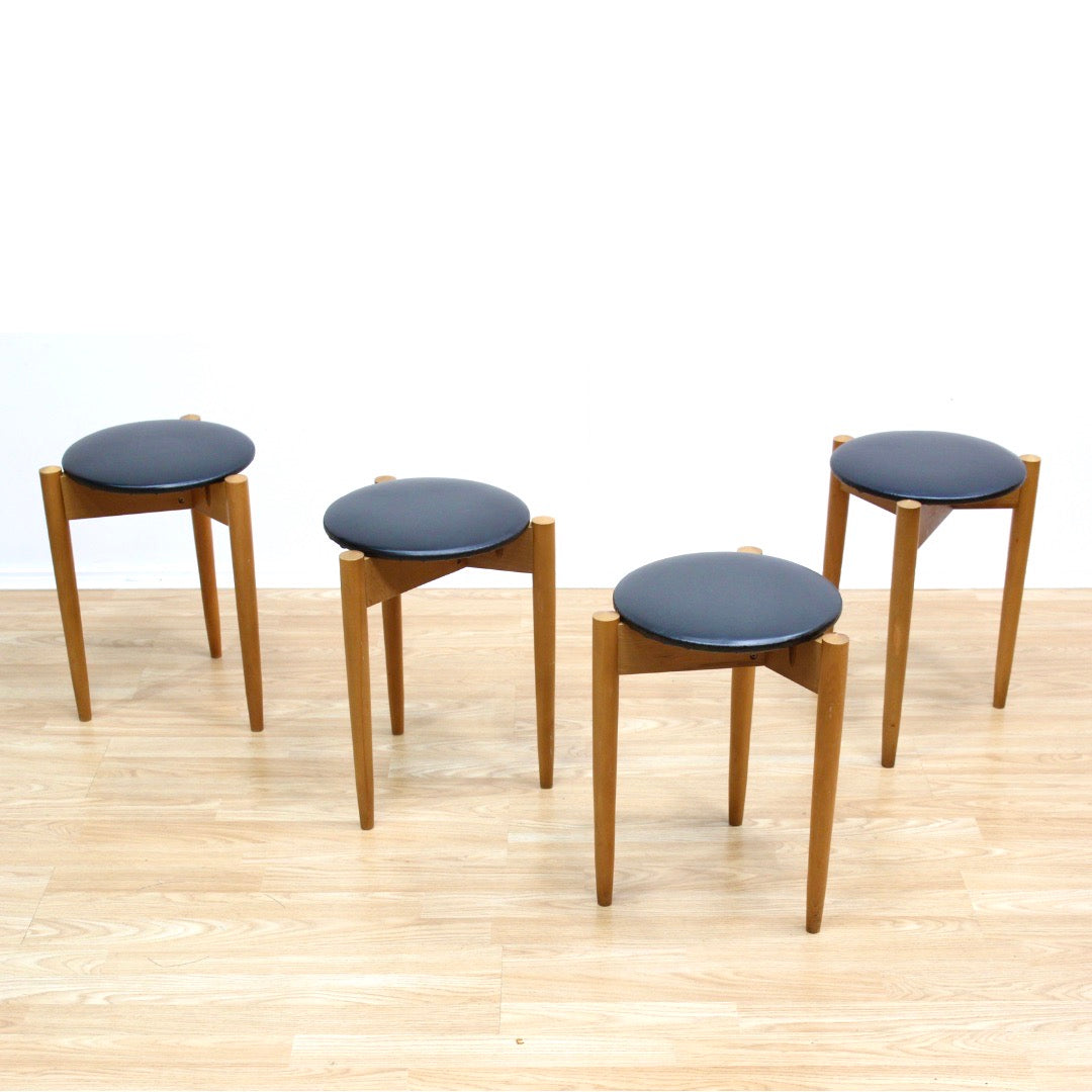 SET OF FOUR MID CENTURY STOOLS BY LEGATE FURNITURE OF SCOTLAND
