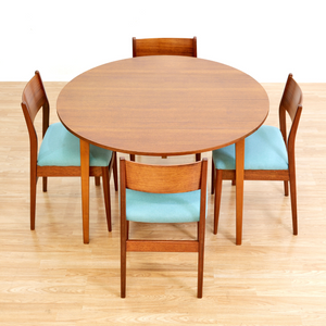 MID CENTURY DROP LEAF DINING TABLE AND FOUR CHAIRS