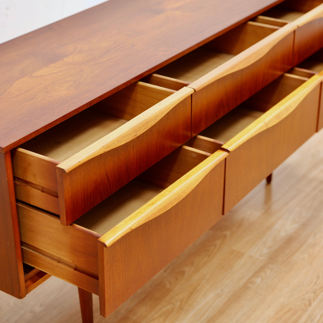 Reserved MID CENTURY SIX DRAWER TEAK DRESSER BY AUSTINSUITE FURNITURE