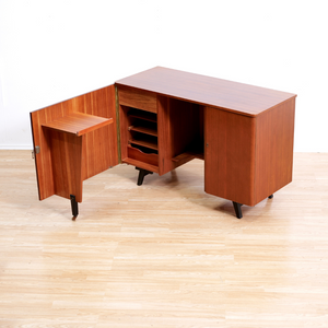 MID CENTURY TEAK FOLDING HOME OFFICE DESK