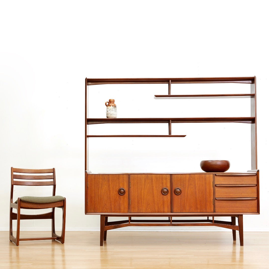 MID CENTURY DANISH TEAK ROOM DIVIDER CREDENZA BOOKCASE
