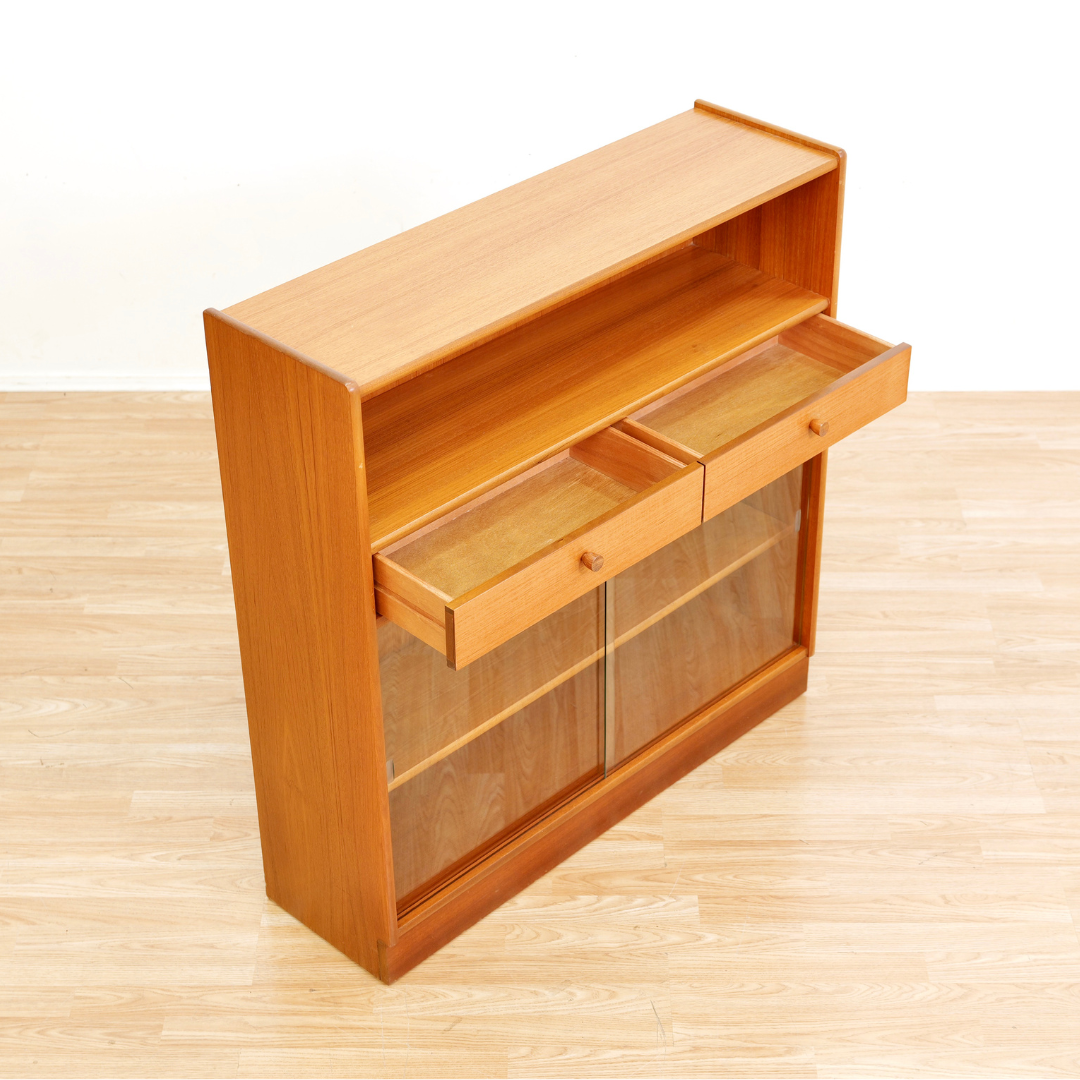 Pair of Vintage Teak China Display Cabinets by Nathan Furniture