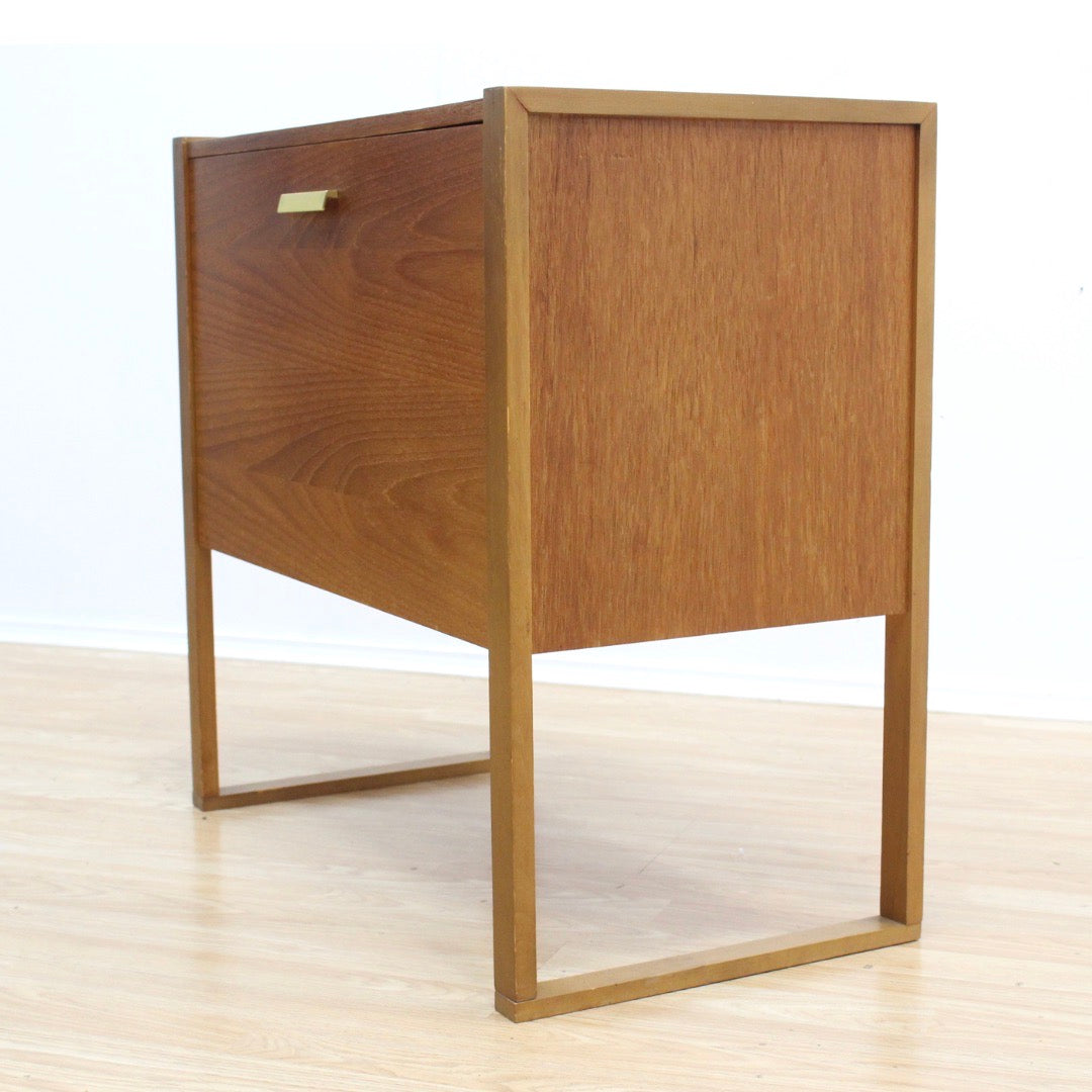 MID CENTURY TEAK RECORD STORAGE CABINET