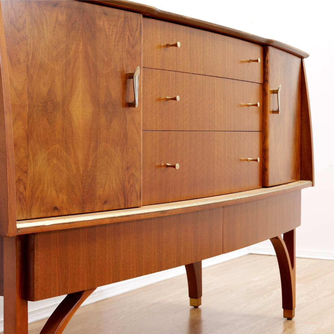 MID CENTURY WALNUT BUFFET CREDENZA BY BEAUTILITY FURNITURE