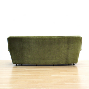 MID CENTURY GREEN VELVET SOFA & CHAIRS BY HEALS OF LONDON
