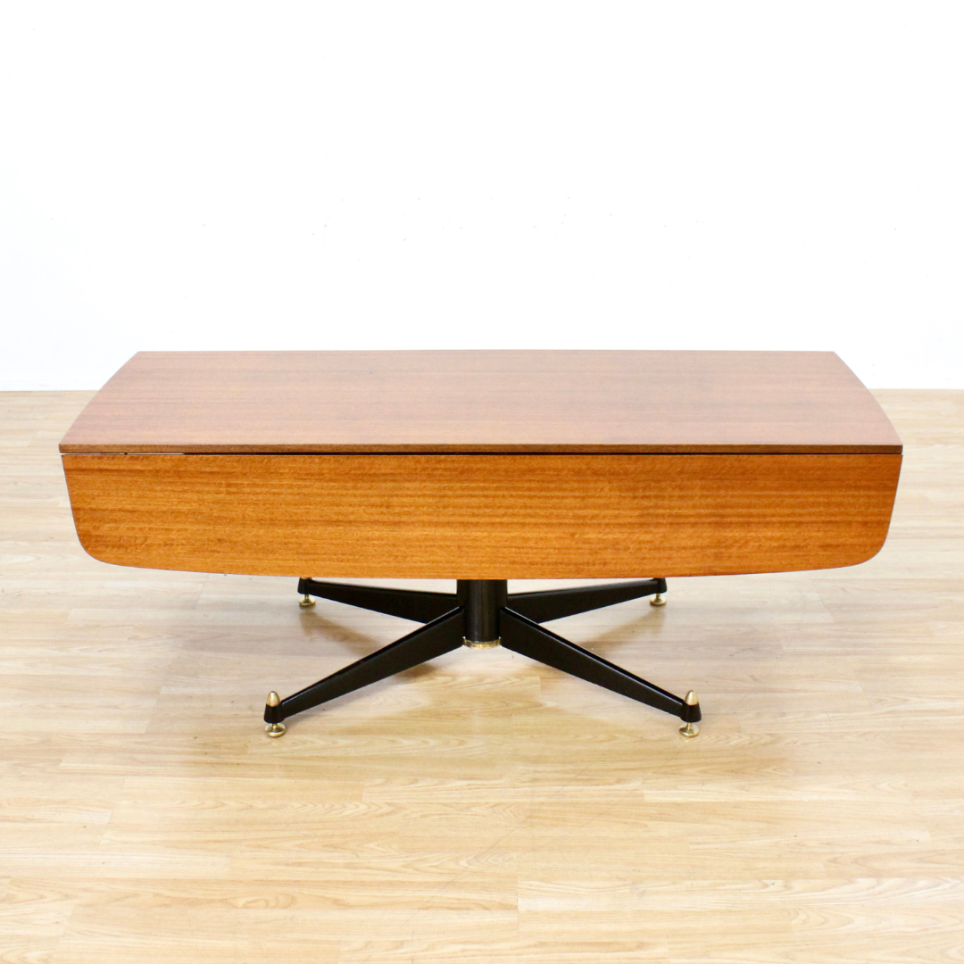 1950S ELEVATOR COFFEE DROPLEAF DINING TABLE BY E GOMME