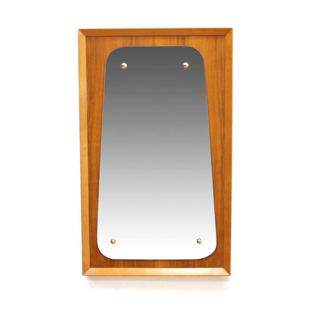 MID CENTURY WALL MIRROR IN MAHOGANY