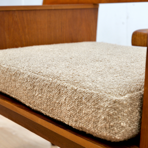 Reserved MID CENTURY ENTRYWAY BENCH IN TEAK & BOUCLE