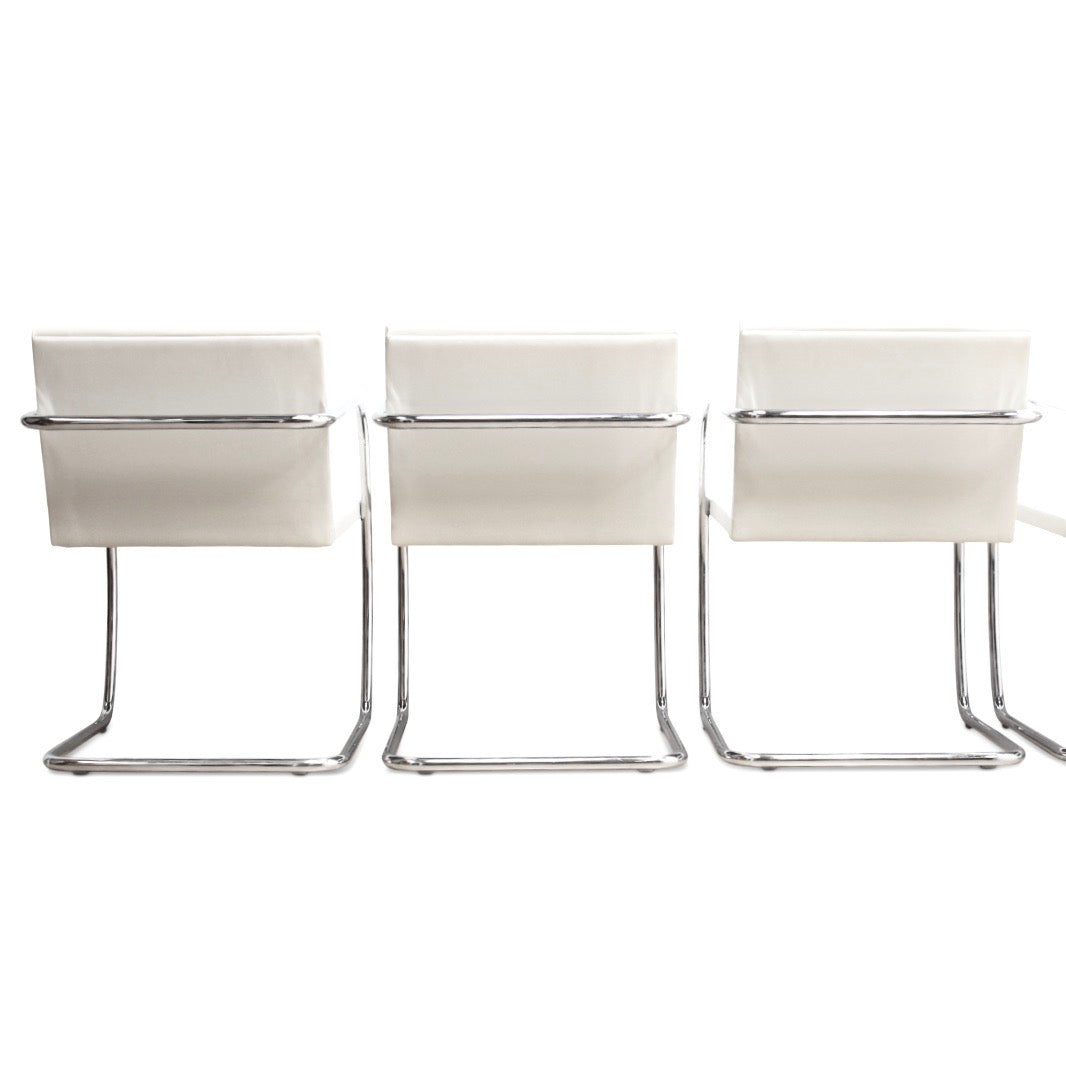 MIES VAN DER ROHE FOR KNOLL SET OF SIX LEATHER & CHROME CHAIRS