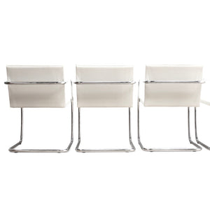 MIES VAN DER ROHE FOR KNOLL SET OF SIX LEATHER & CHROME CHAIRS