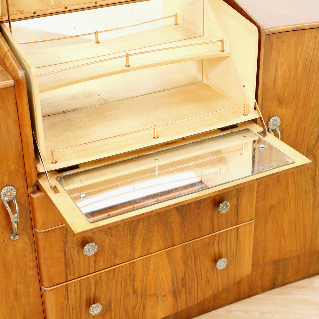 1950s Walnut Liquor Cabinet Credenza by Beautility Furniture