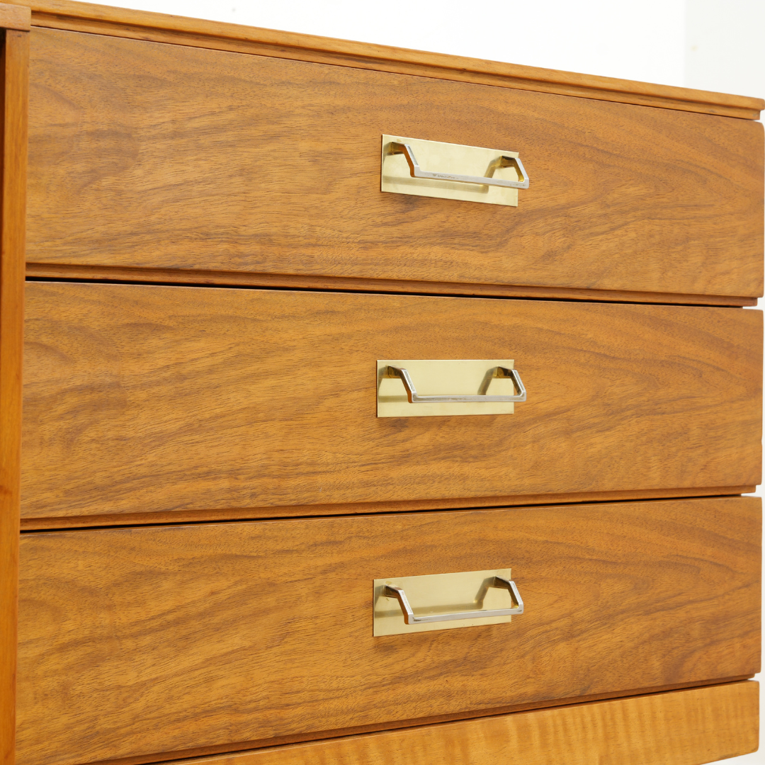 MID CENTURY WALNUT LIQUOR CABINET CREDENZA BY BEAUTILITY FURNITURE