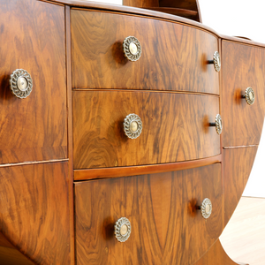 1960S ART DECO REVIVAL WALNUT VANITY DRESSER AND MIRROR