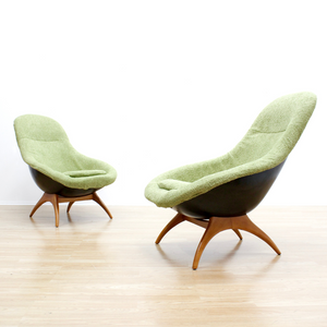 PAIR OF 1960S SPACE AGE BOUCLE LOUNGE CHAIRS BY WALTER S. CHENERY FOR LURASHELL