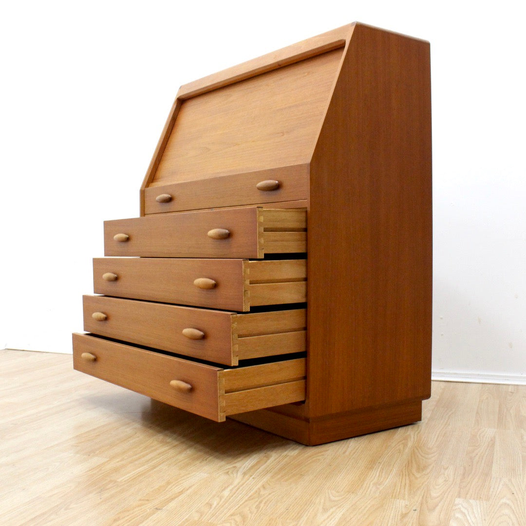 DANISH MODERN TEAK SECRETARY DESK BY BENT MØLLER JØRGENSEN FOR DYRLUND FURNITURE