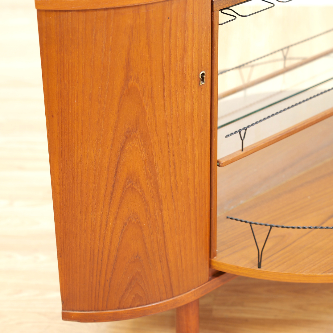 MID CENTURY TEAK REVOLVING CORNER BAR BY SIESTA