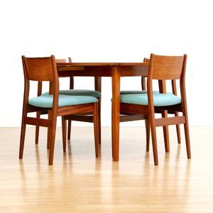 MID CENTURY DROP LEAF DINING TABLE AND FOUR CHAIRS
