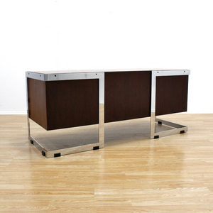 1970S POST MODERN ROSEWOOD & CHROME CREDENZA BY RICHARD YOUNG FOR MERROW ASSOCIATES