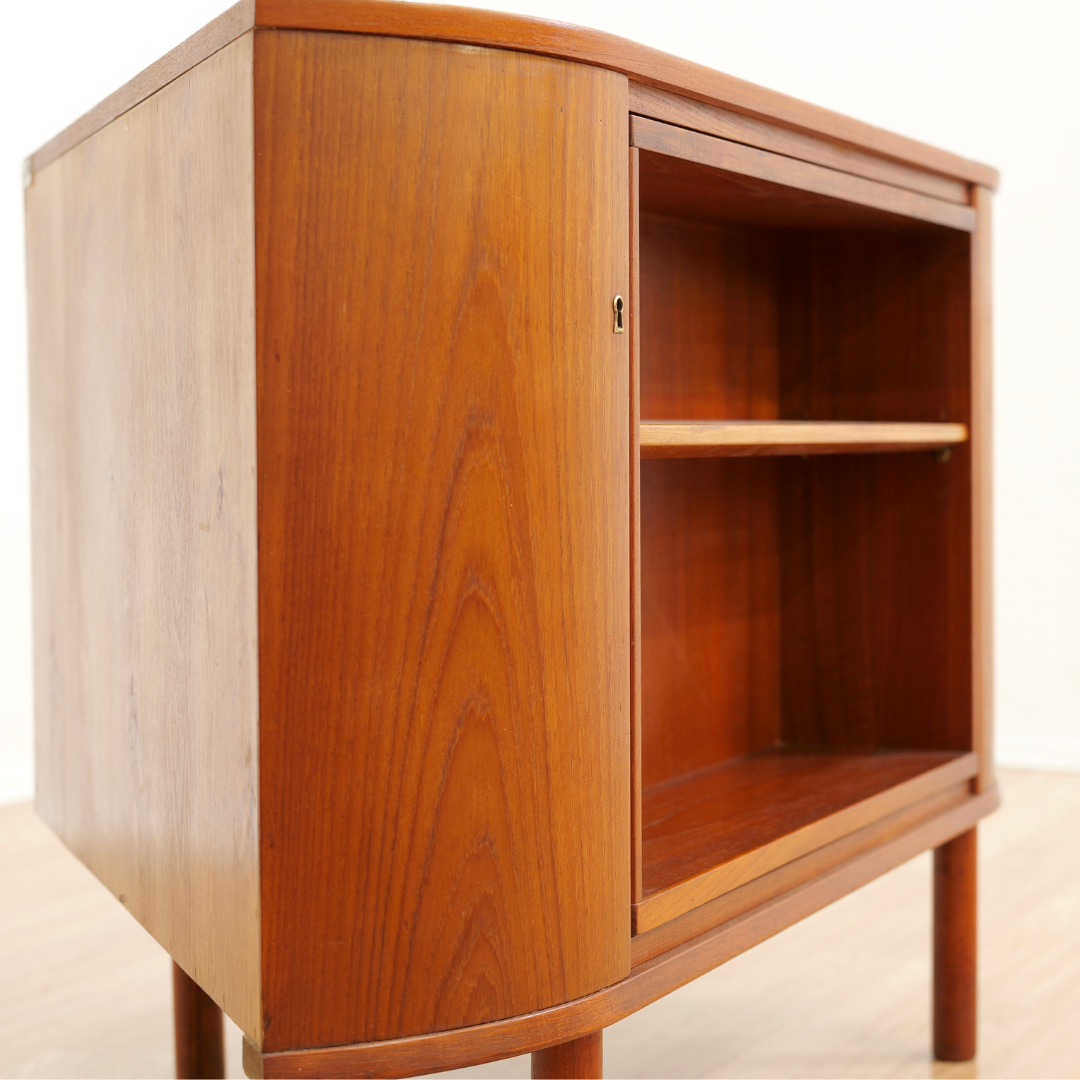 MID CENTURY TEAK REVOLVING CORNER BAR BY SIESTA