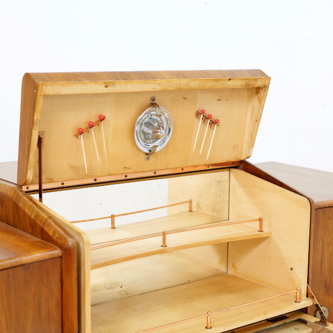 1950s Walnut Liquor Cabinet Credenza by Beautility Furniture