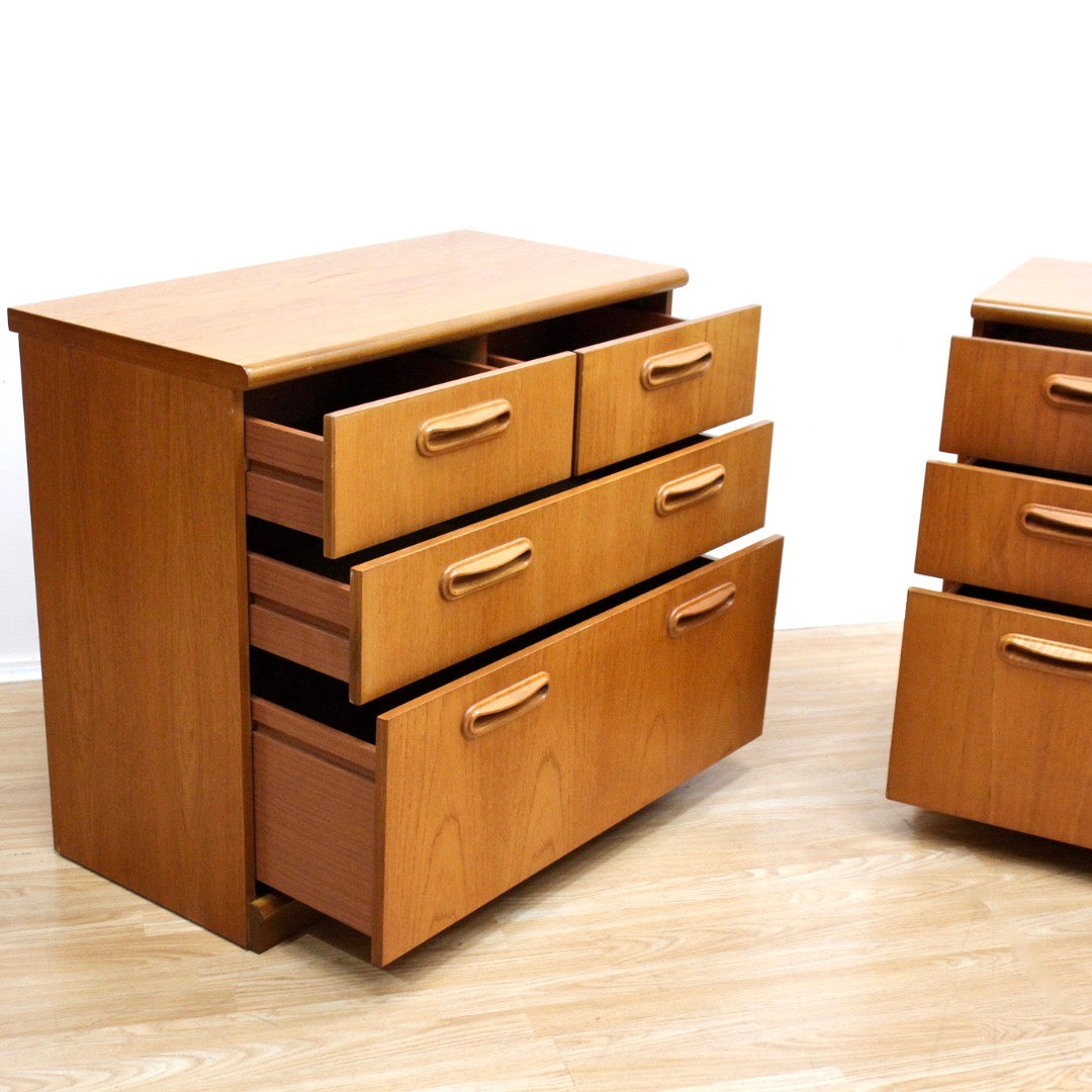 PAIR OF MID CENTURY TEAK DRESSERS NIGHTSTANDS BY MEREDEW FURNITURE