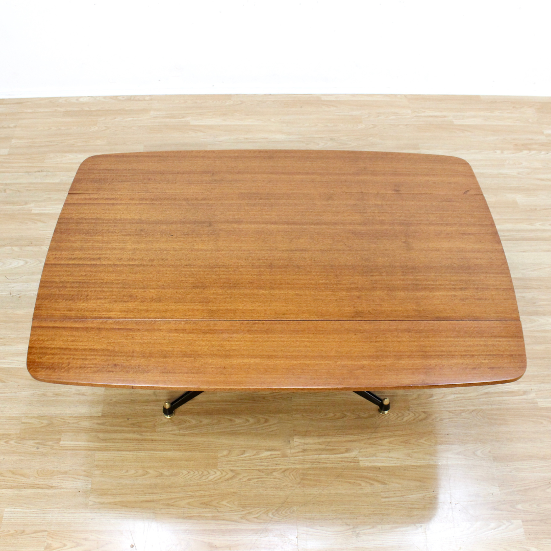 1950S ELEVATOR COFFEE DROPLEAF DINING TABLE BY E GOMME