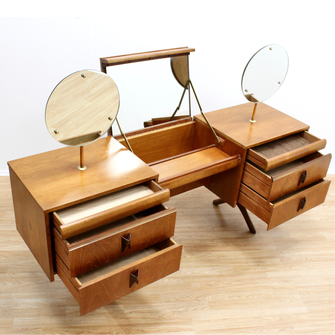 MID CENTURY TEAK VANITY BY ELLIOTS OF NEWBURY