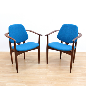 SET OF SIX MID CENTURY DINING CHAIRS BY ELLIOTTS OF NEWBURY IN TEAL